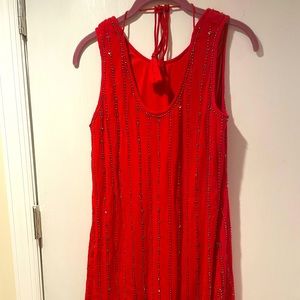 Flowy beaded red dress
